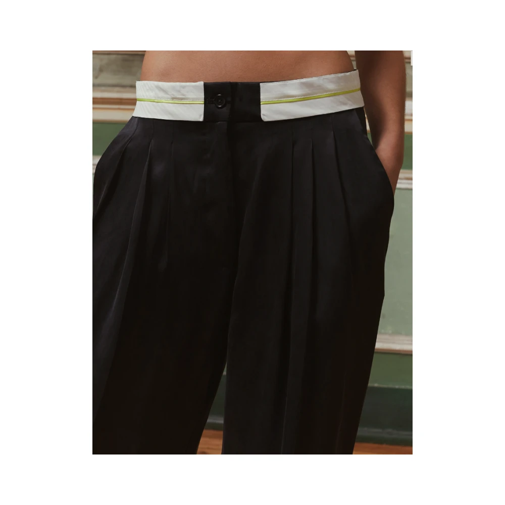 Mes Demoiselles Zwarte Satijnen Lyocell Broek Black Dames