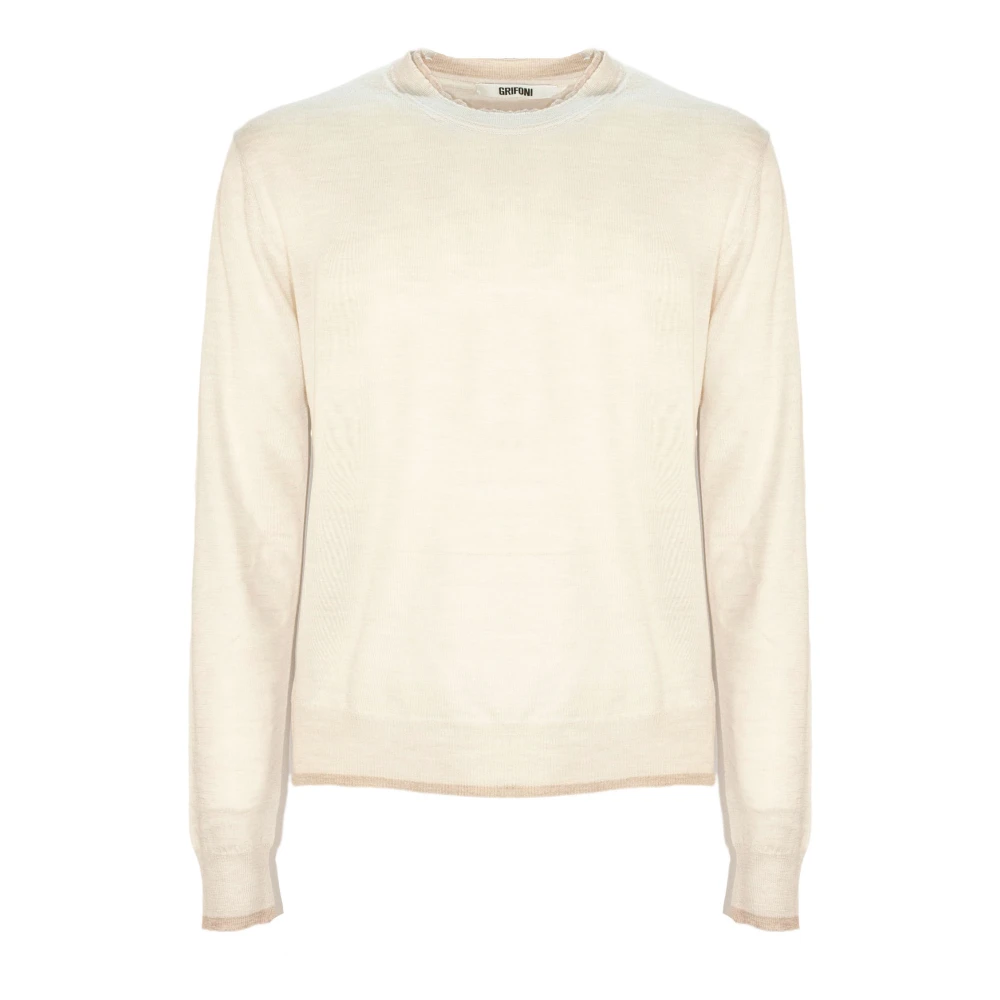 Lys Beige Ullgenser med Rund Hals