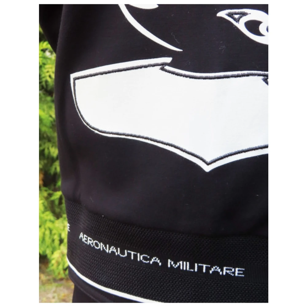 aeronautica militare Ritsvest met capuchon in gemengde viscose met katoenen fluwelen panelen Black Dames
