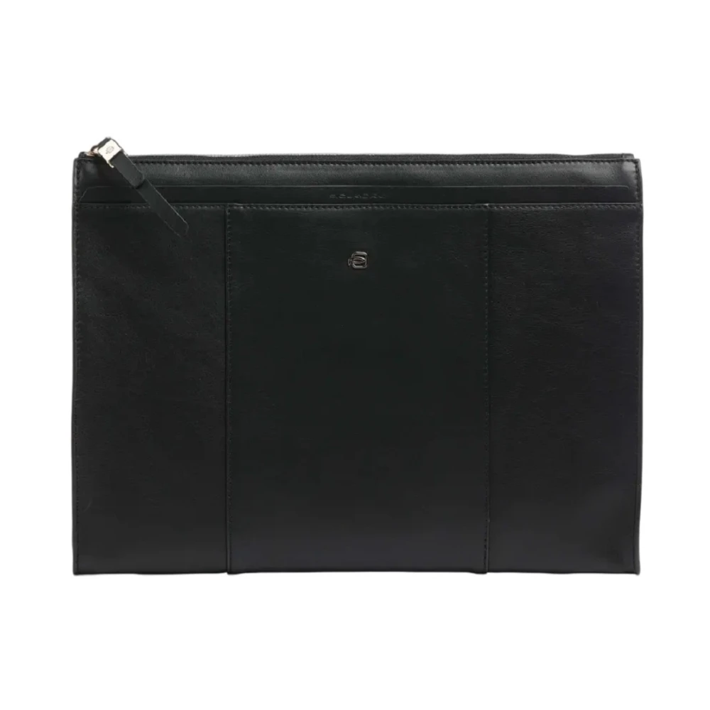 Piquadro Zwarte leren clutch voor vrouwen Black Dames