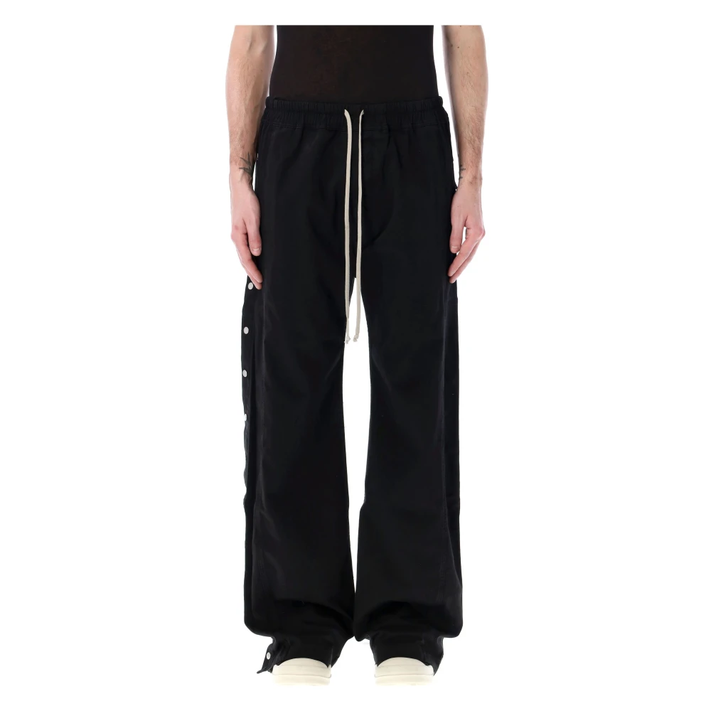 Rick Owens Svarta Oversized Byxor med Tryckknappar Black, Herr