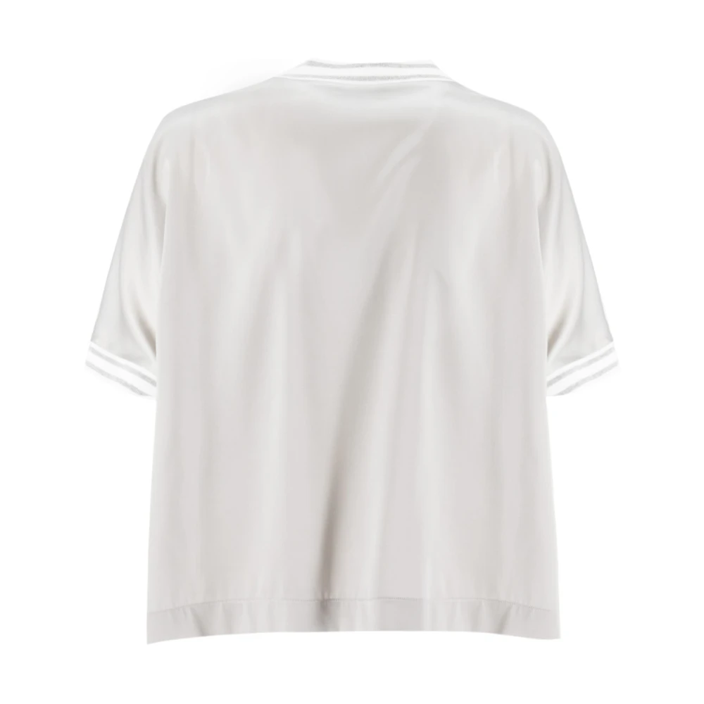 Panicale Zijden trui met contrastkleurige randen Gray Dames
