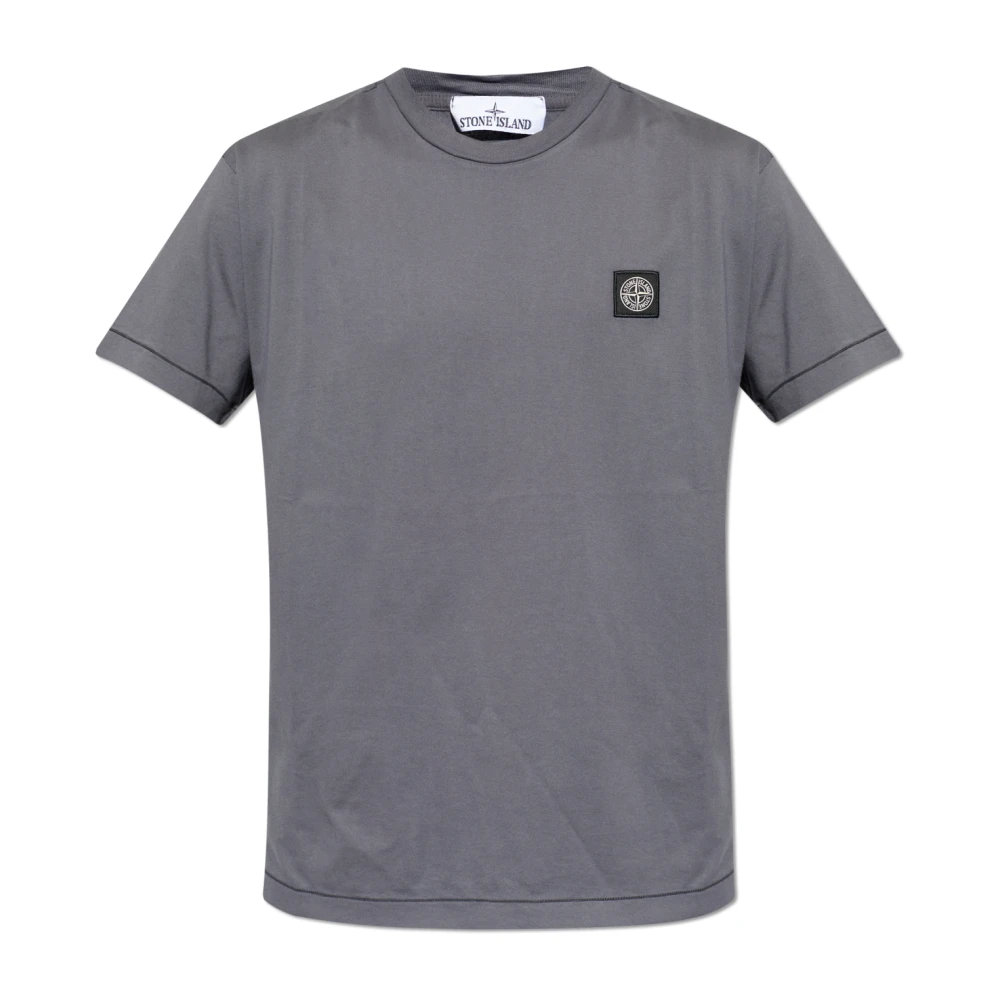 Stone Island Men's Gray Logo Patch T-Shirt