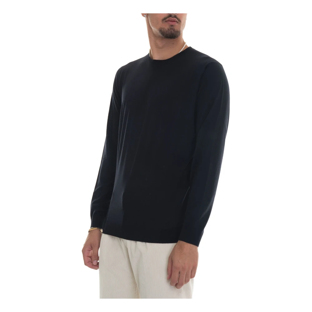 Hindustrie Merino Wol Slim Fit Pullover Blue Heren