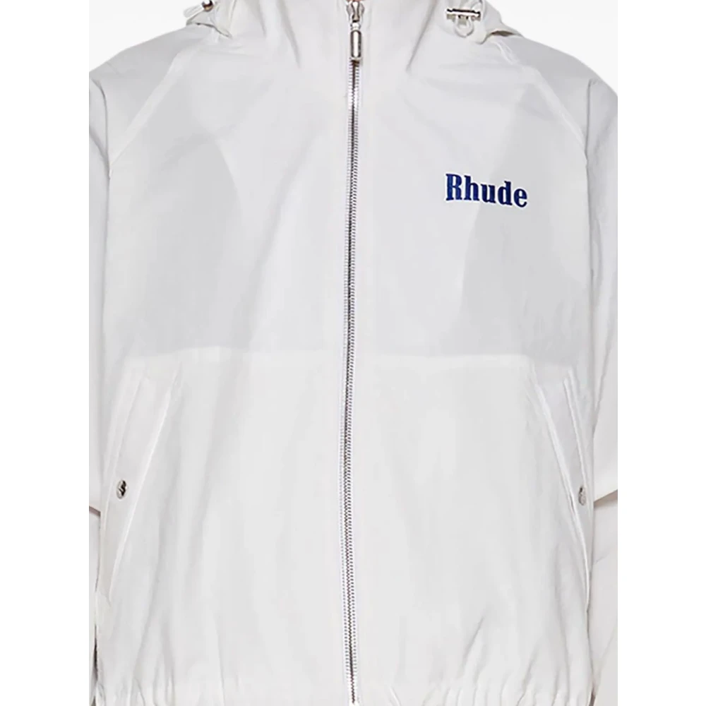 Rhude Sportieve Witte Jas met Logo Print White Heren