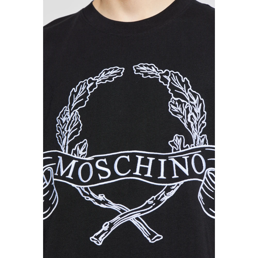 Moschino T-shirt met geborduurd logo Black Heren