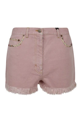Floral Frayed Denim Shorts