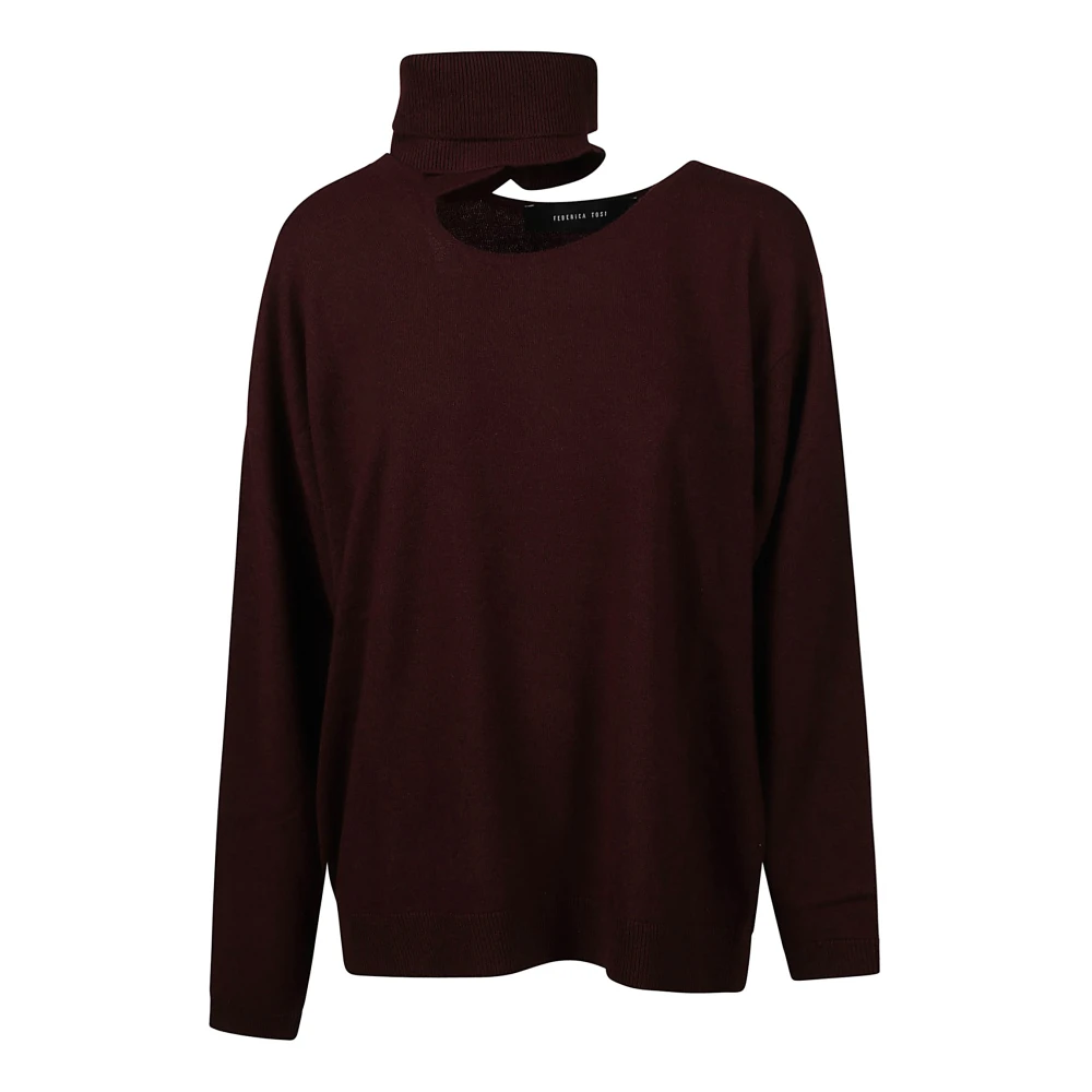 Federica Tosi Turtle Neck Sweater Cut Out Style Purple Dames