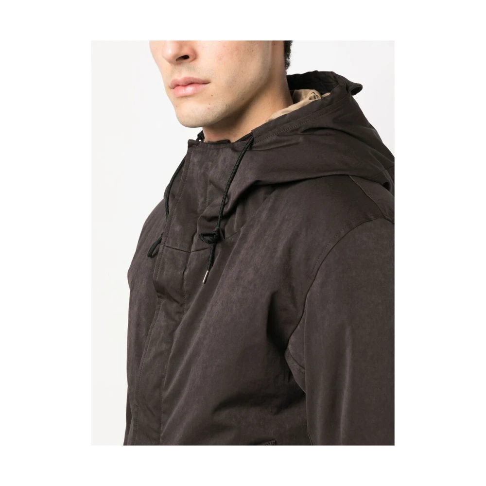 Ten C Bruine Katoenen Hoodie Jas Brown Heren