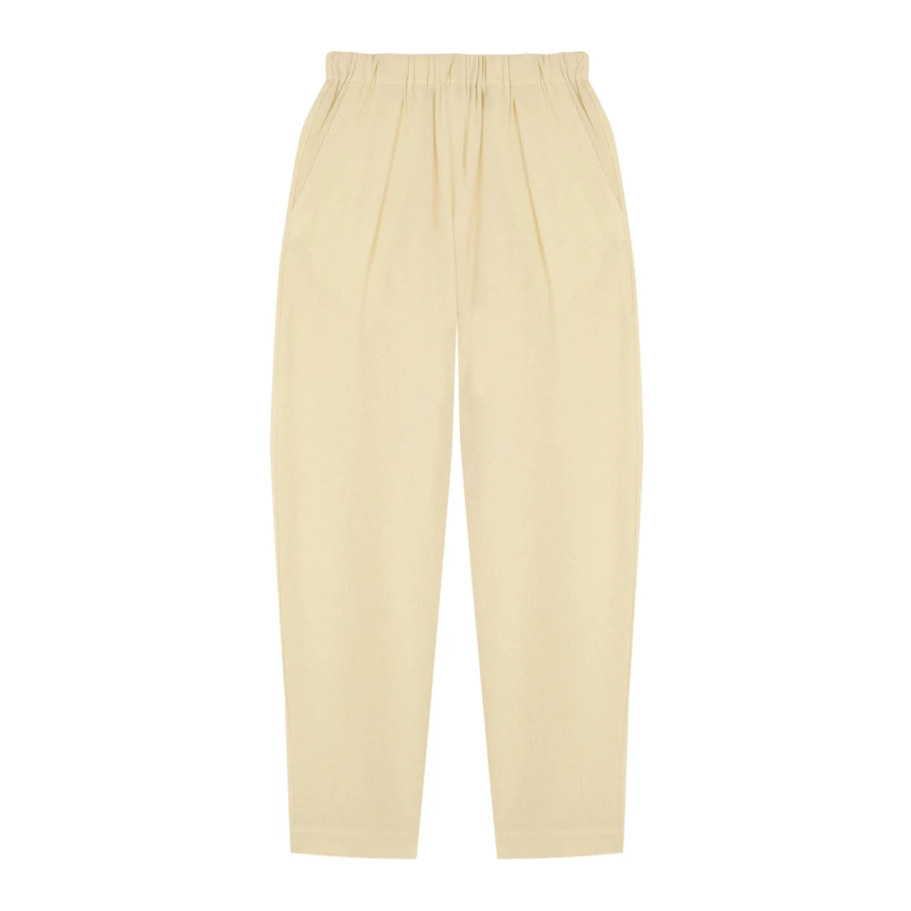 Cortana Women's Beige Tapered Trousers, L, Jackie Trousers