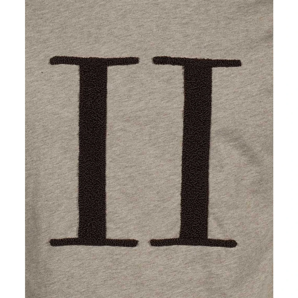 Les Deux Katoenen Crew-Neck T-Shirt met Encore Bouclè Detail Gray Heren