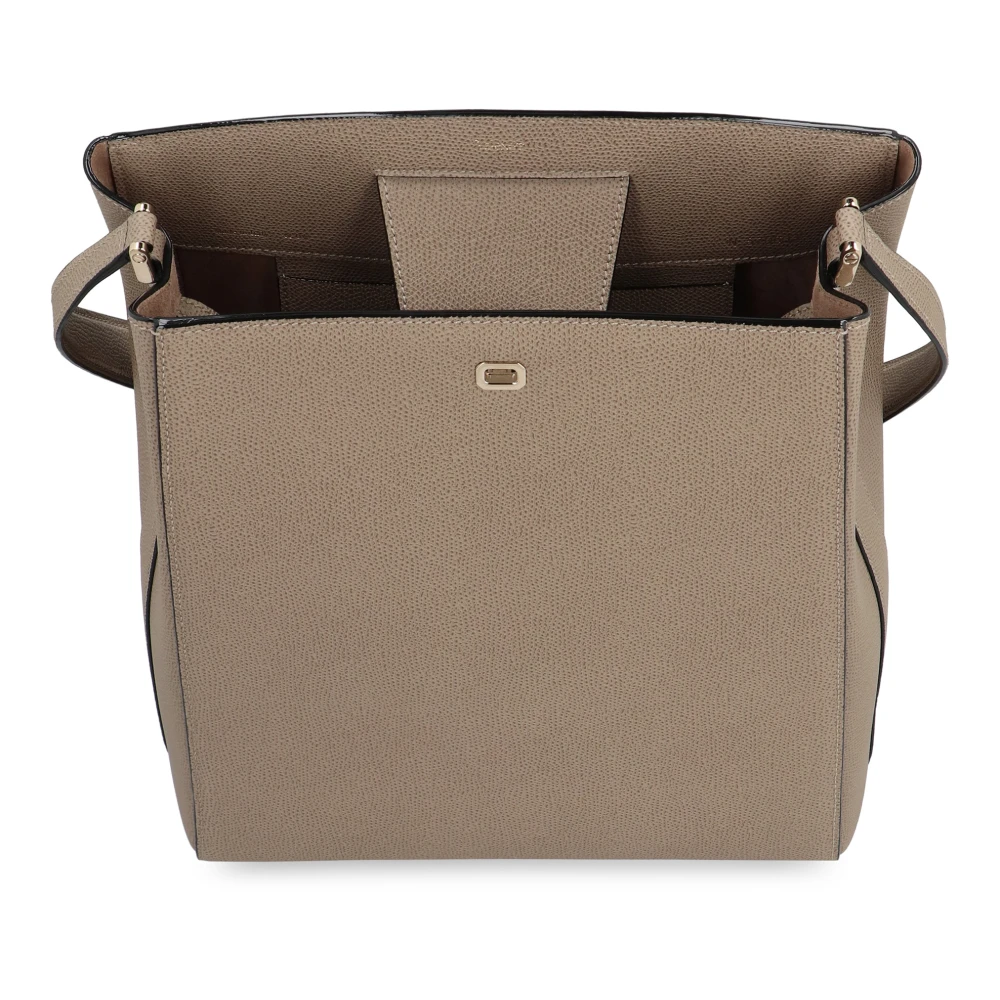 Valextra Leren schoudertas met drukknoopsluiting Gray Dames