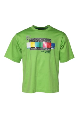 Grön Grafisk Tryckt Rund Hals T-shirt