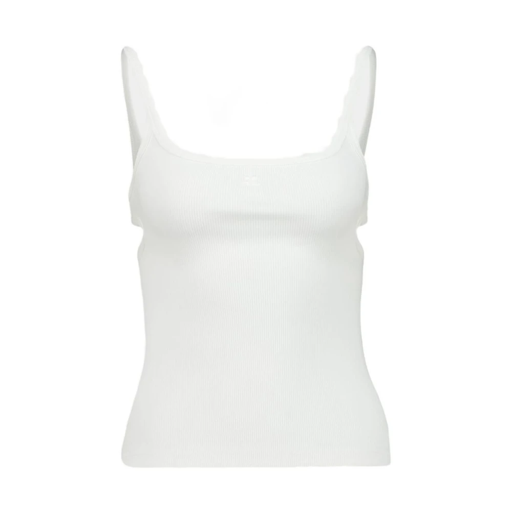 Courrèges Women's White Sleeveless Tops, L, Heritage 90S Rib Cotton Tank Top