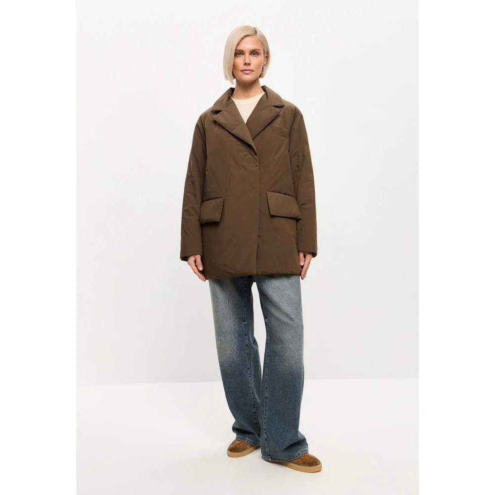 Cesare Gaspari Geriemde Gewatteerde Blazer Bruin Brown Dames