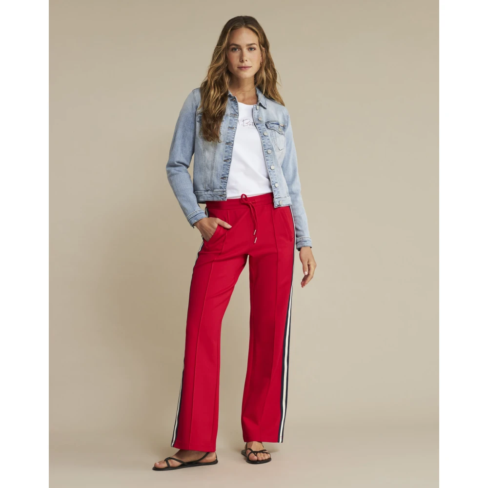 Red Button Bleach Denim Jack Blue Dames