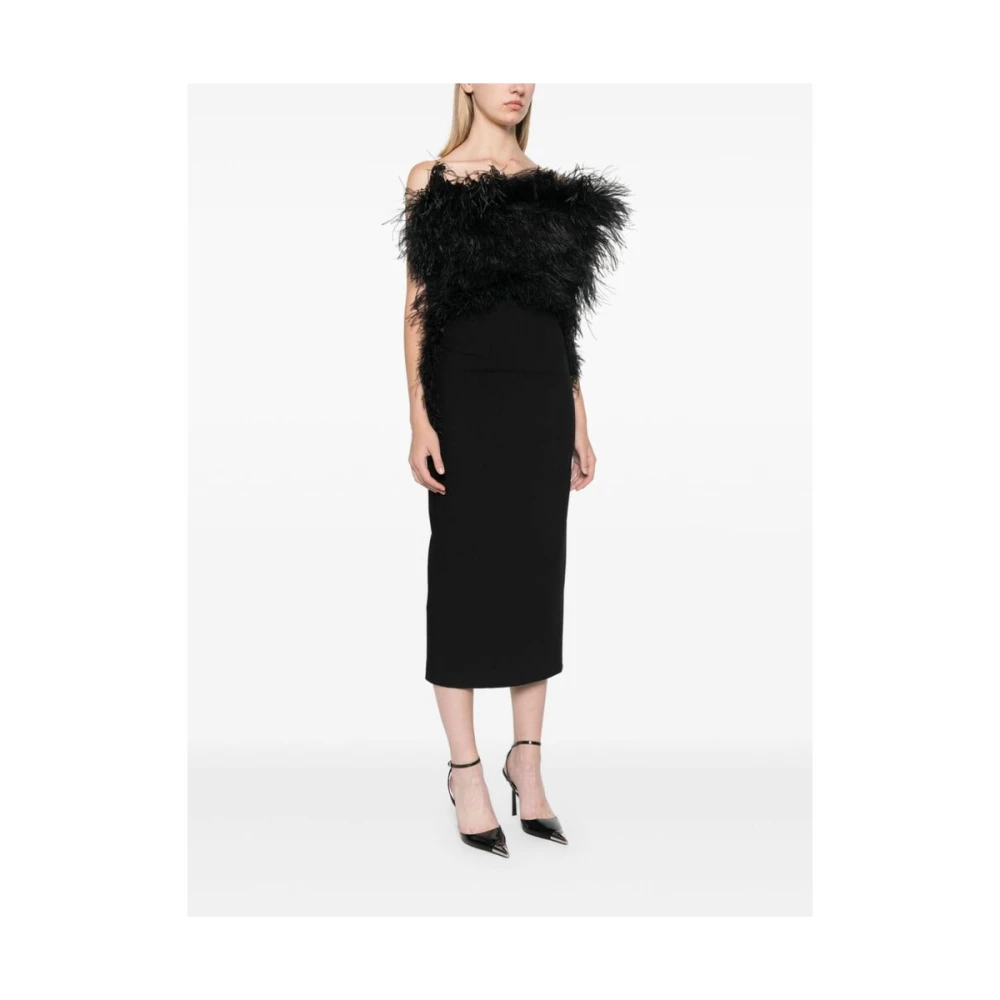 SPORTMAX Verenafgewerkte zwarte jurk vierkante hals Black Dames