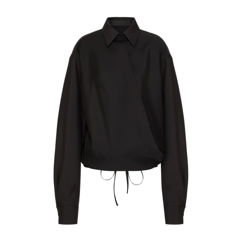 Valentino Garavani Zwarte Techno Light Wool Overhemd Black Dames
