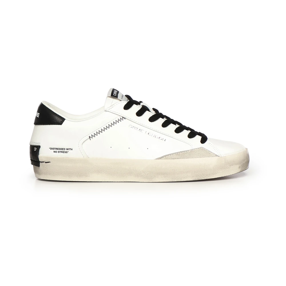 Crime London Men's White Sneakers, 10 Uk, Distressed Trainers