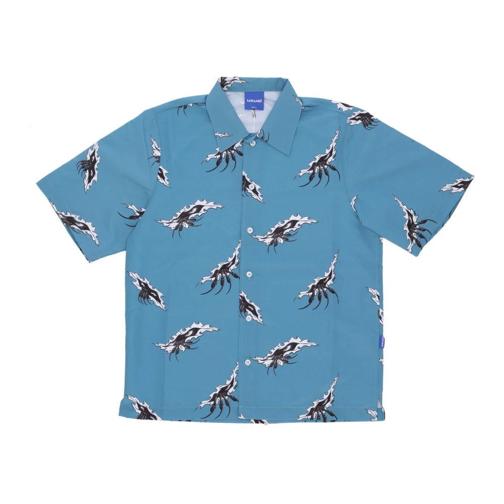 Usual Blauw Monster Korte Mouwen Shirt Blue Heren