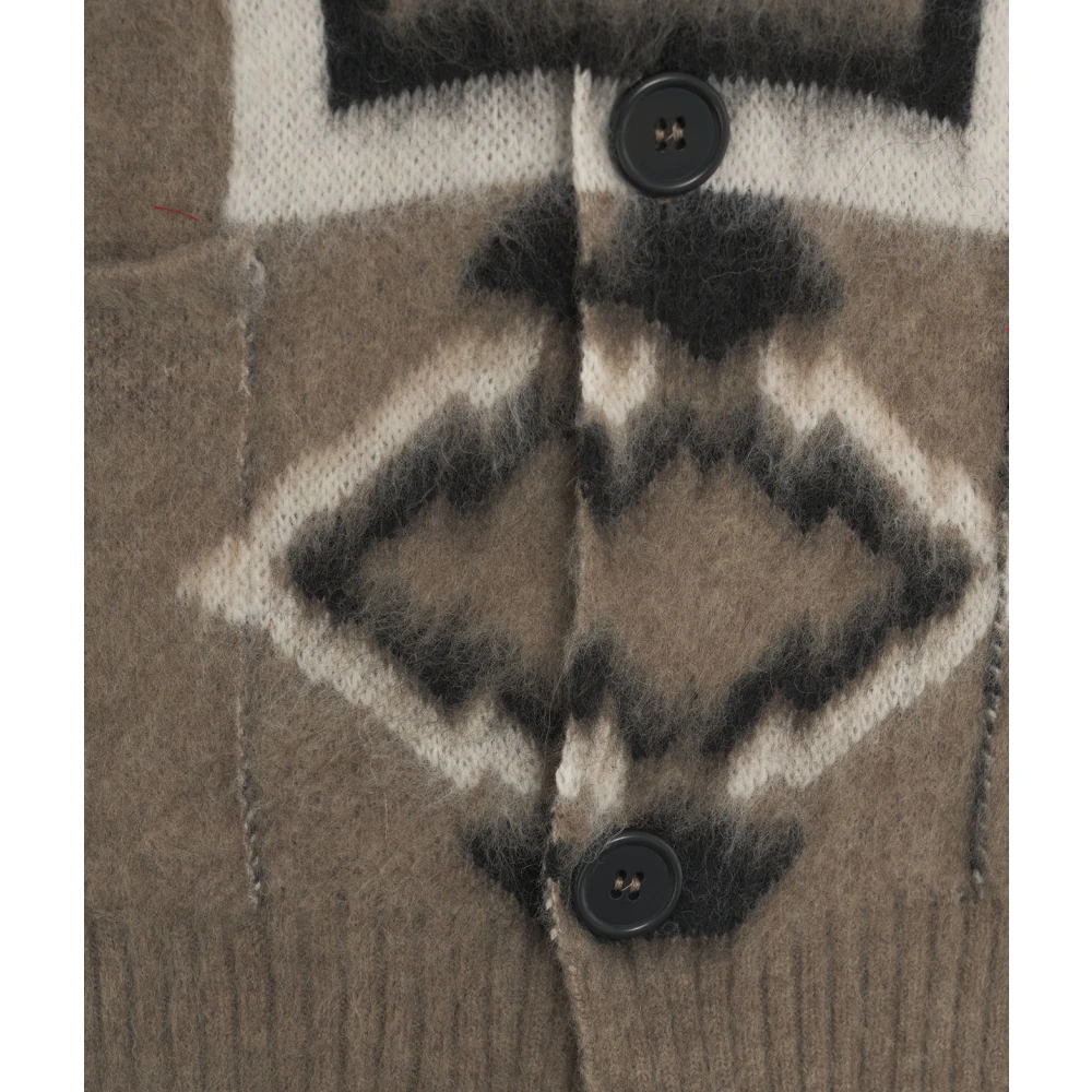 Amaránto Gebreide cardigan met etnisch patroon Brown Heren