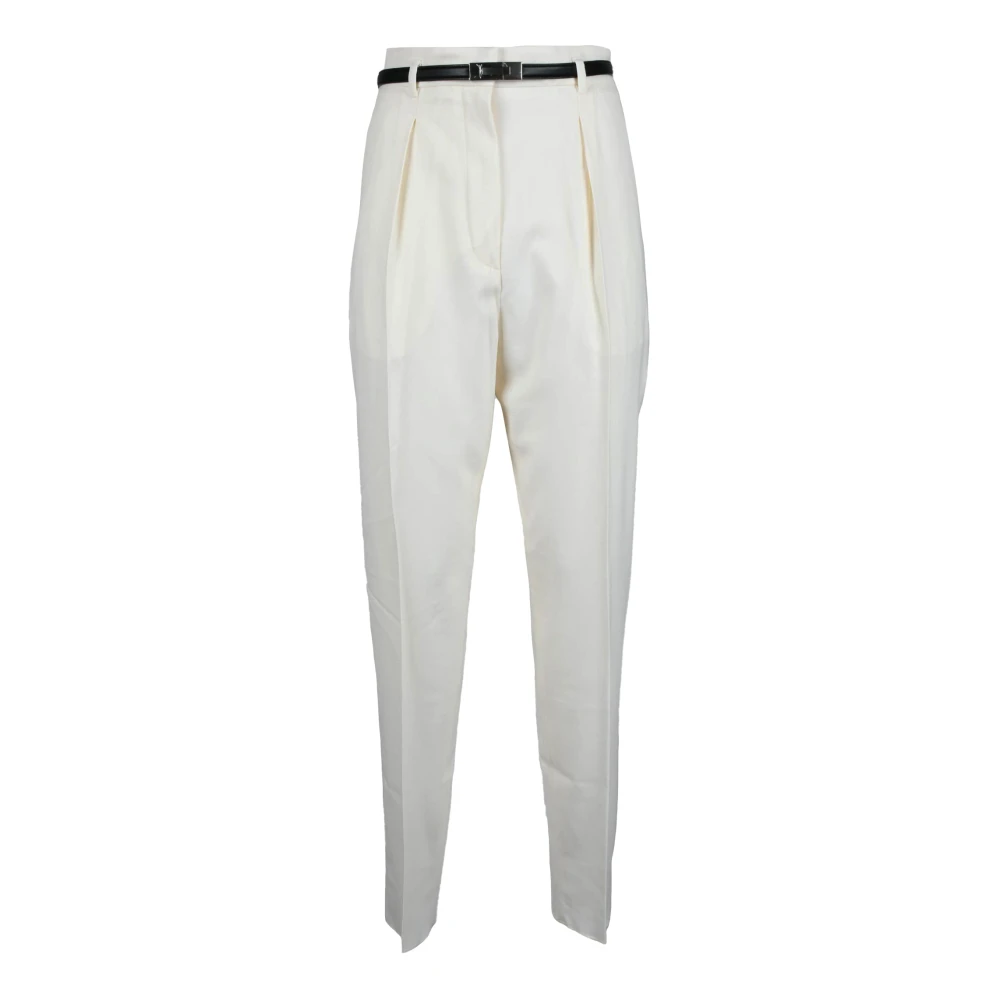 Max Mara Studio Merino Wolblend Pantalon White Dames