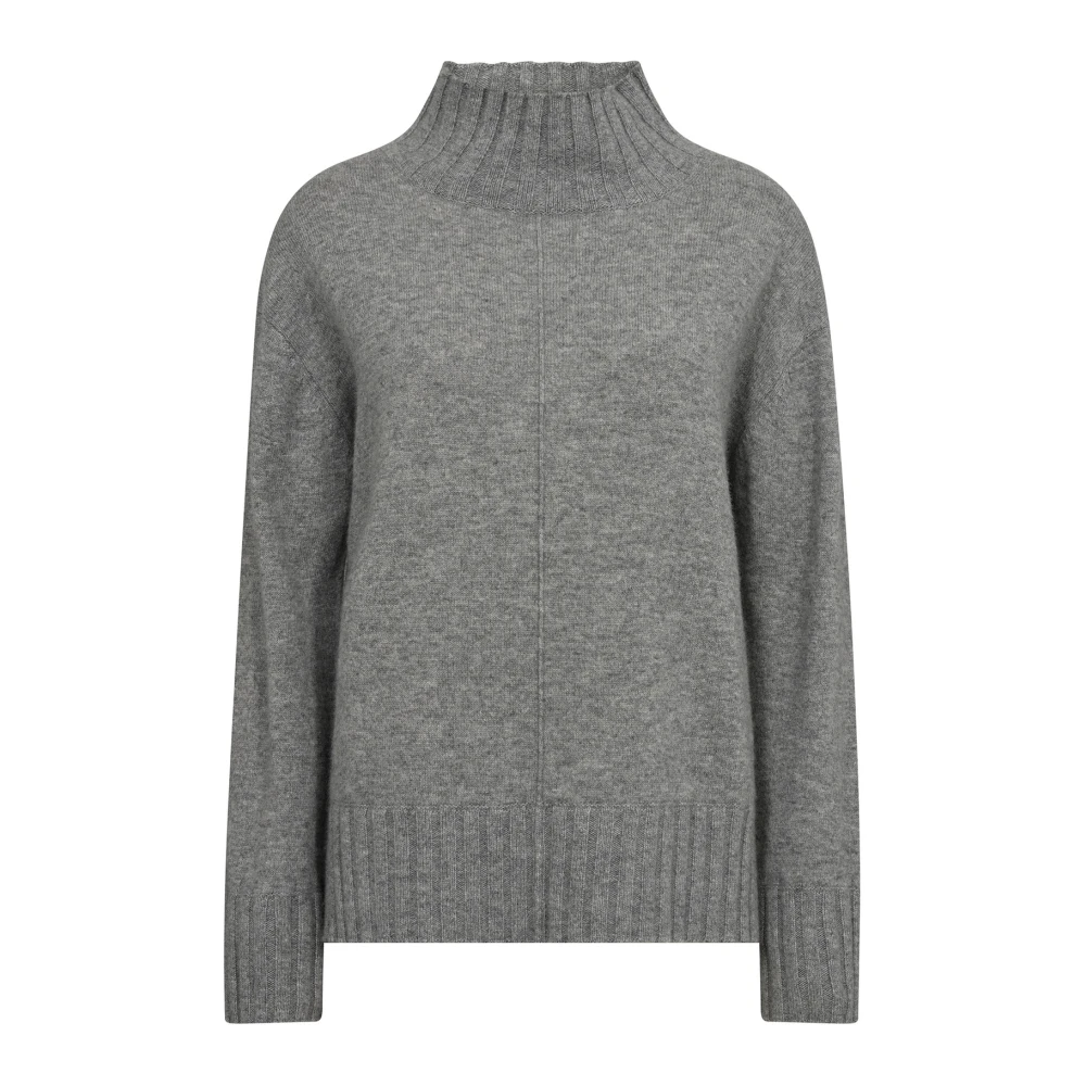 MOS MOSH Cashmere Highneck Gebreide Trui Sharkskin Gray Dames