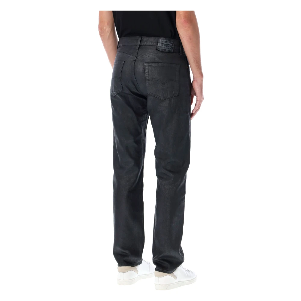 Levi's Zwarte gewaxte straight leg jeans Black Heren