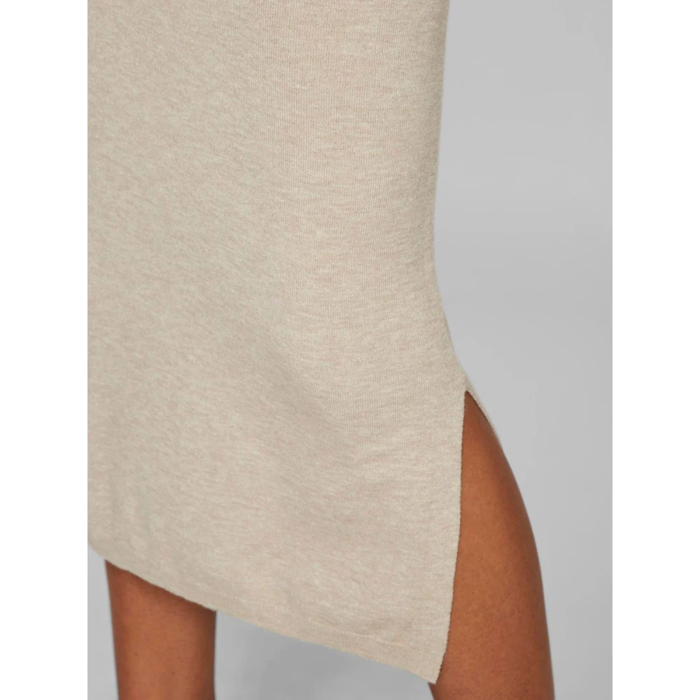Vila Lange Gebreide Rok voor Vrouwen Beige Dames