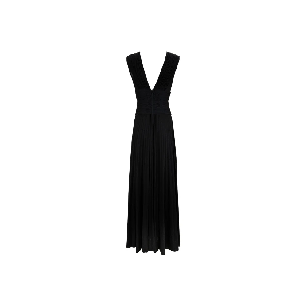 Elisabetta Franchi Chique Rits Haak Lange Jurk Black Dames