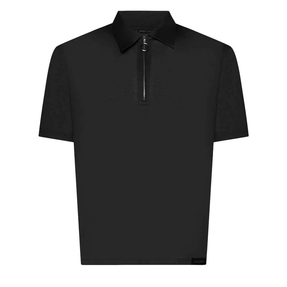 Low Brand Zwarte Katoenen Poloshirt met Rits Black Heren