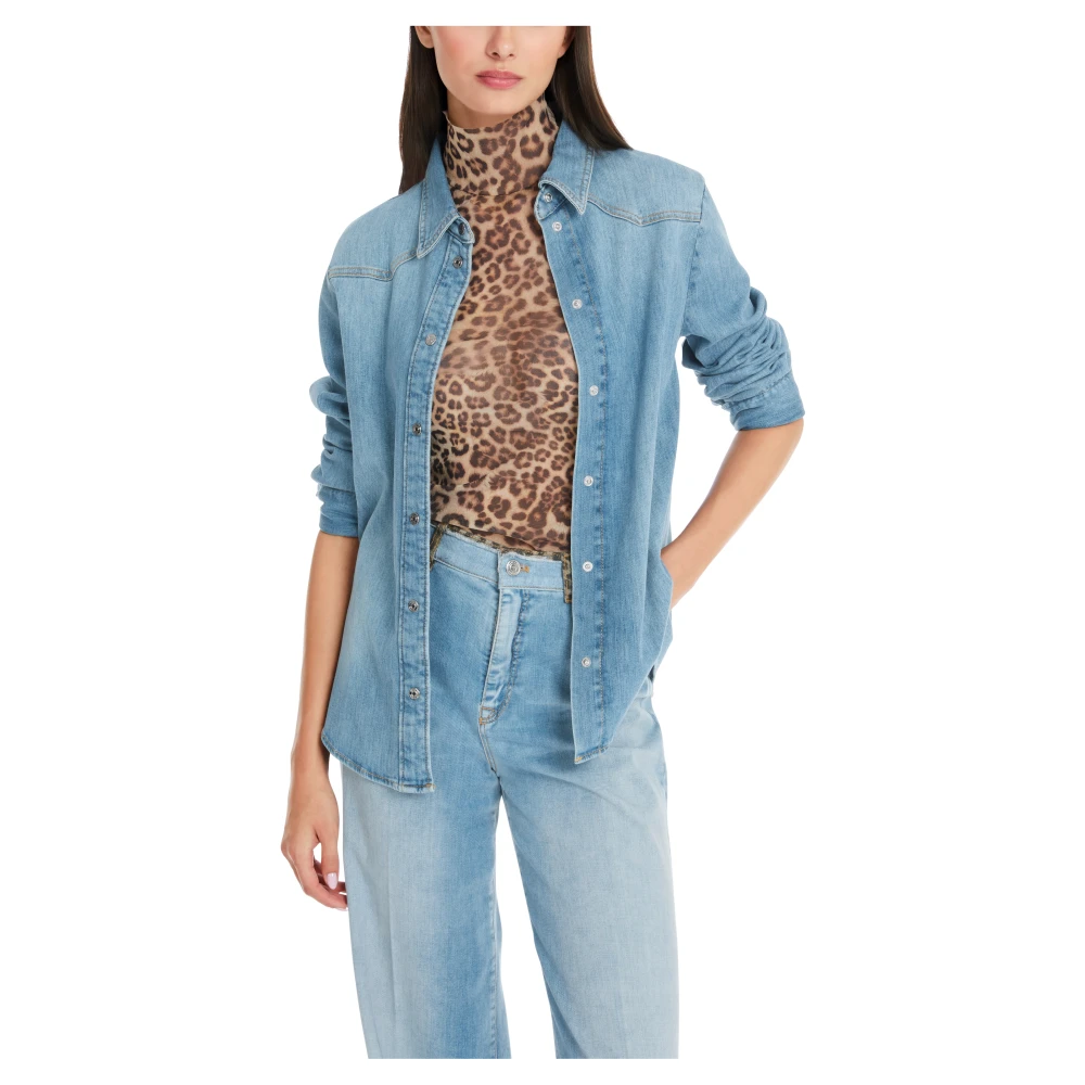 Marc Cain Gebruikte Denim Blouse Blue Dames