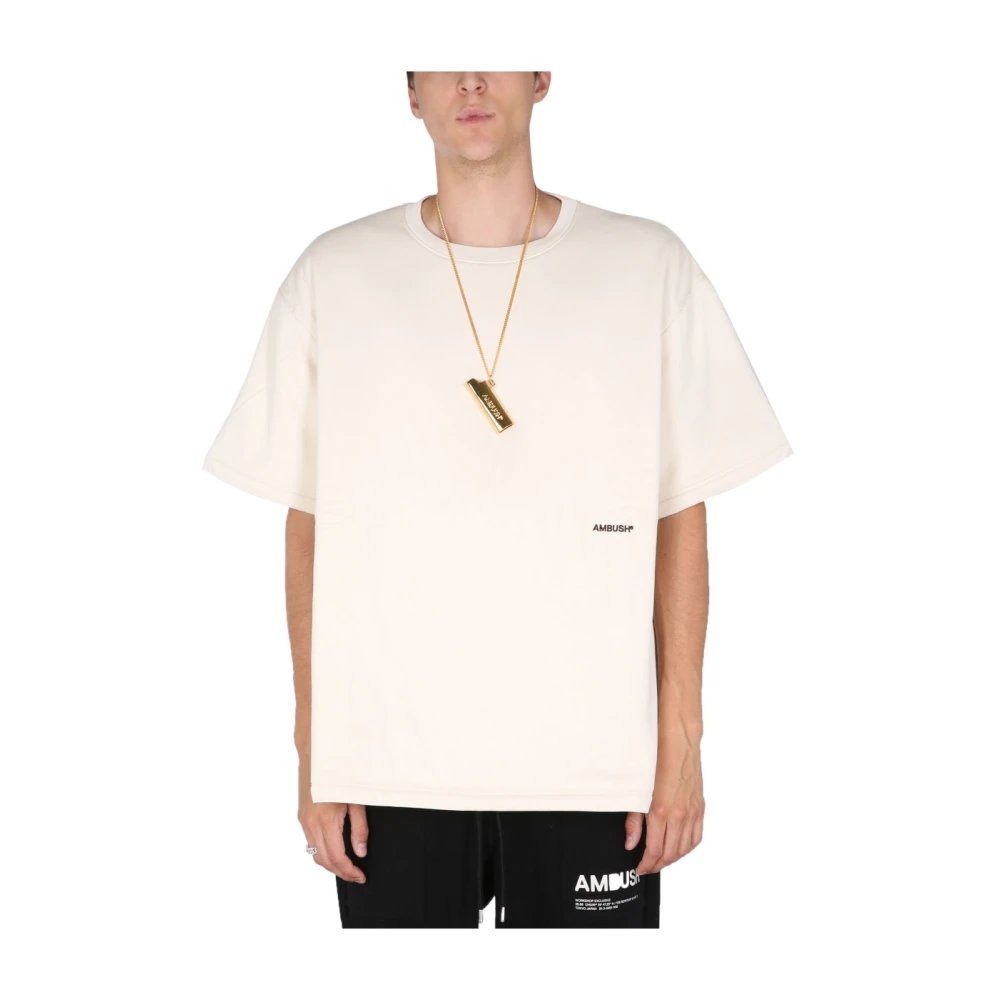 Ambush T-shirt met geborduurd logo Beige Heren