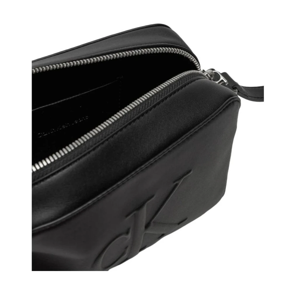 Calvin Klein Jeans Zwarte Faux Leren Handtas Collectie Black Dames