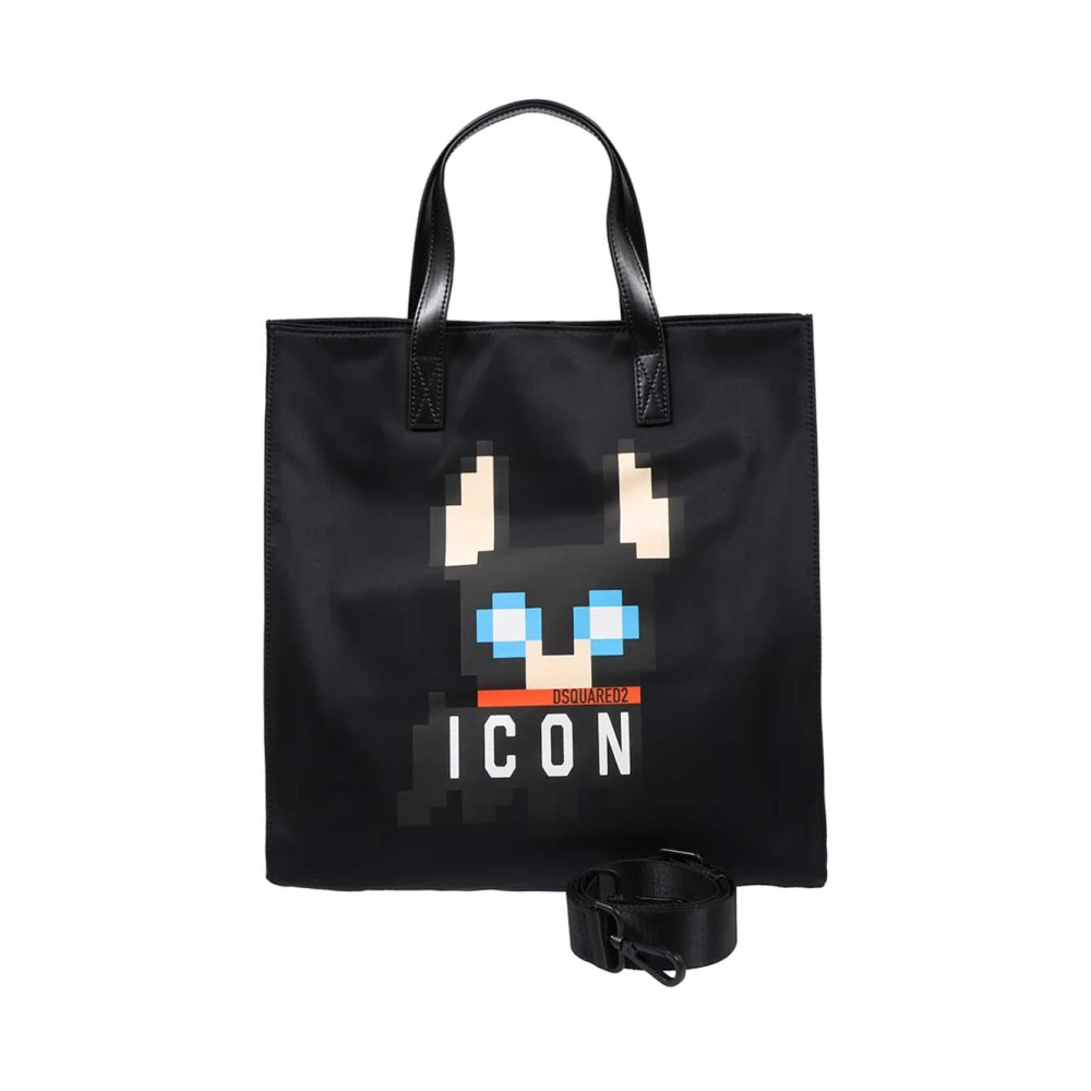 Dsquared2 Bedrukte Nylon Tote Tas Black Heren
