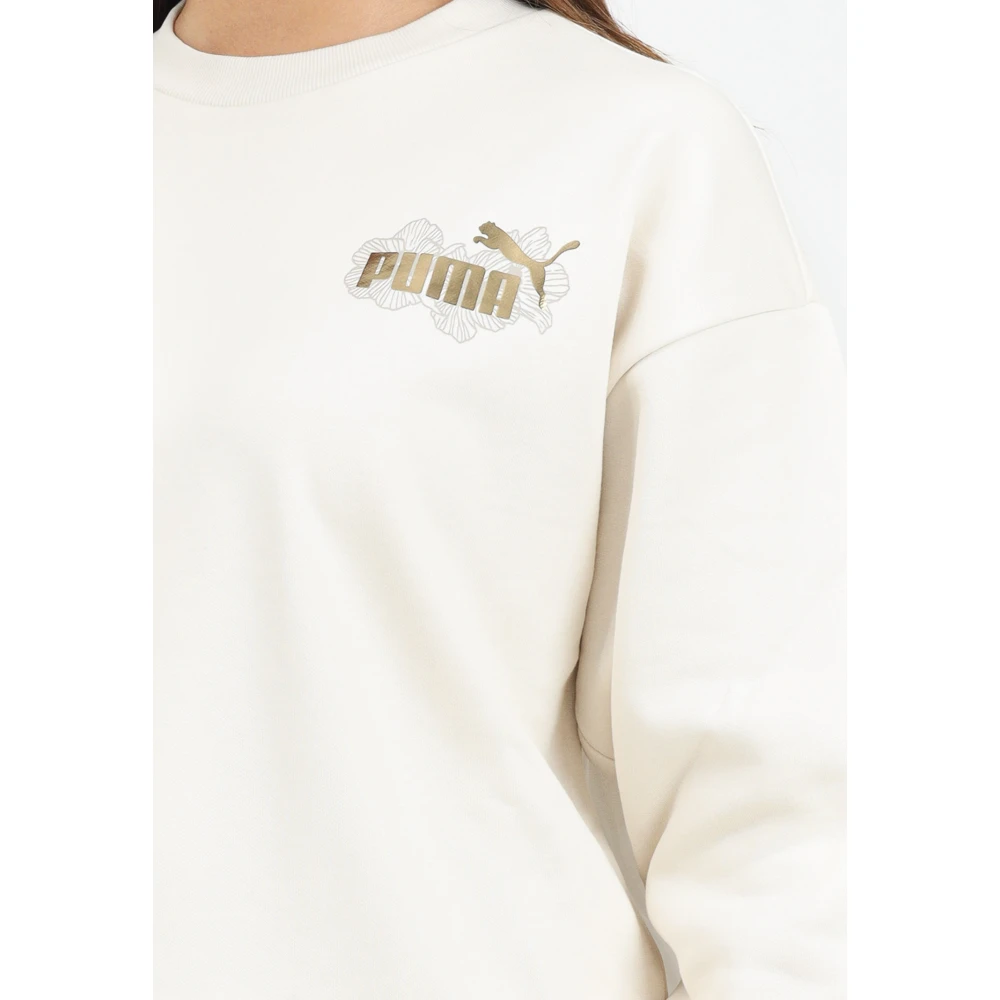 Puma Beige Crew Neck Sweater Class Act White Dames