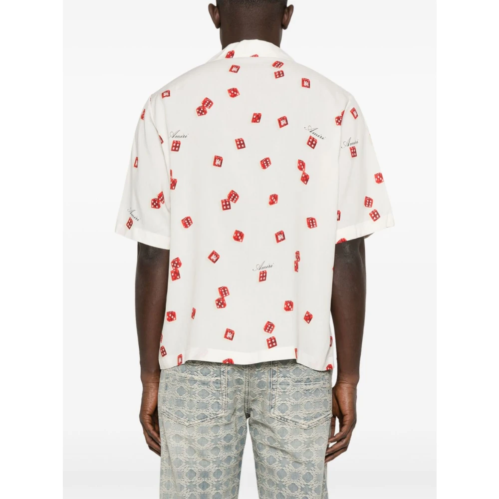 Amiri Witte Knopenblouse met Bedrukt Logo White Heren
