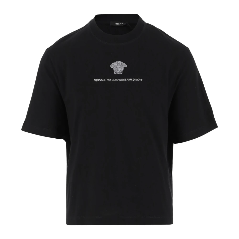 Versace Monochrome Monogram Katoenen T-shirt Black Heren
