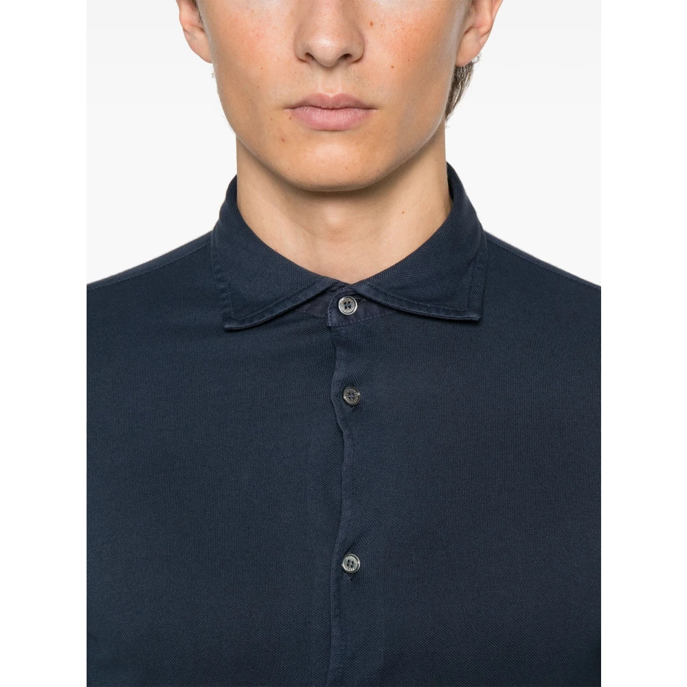 Fedeli Italiaans katoenen overhemd Blue Heren