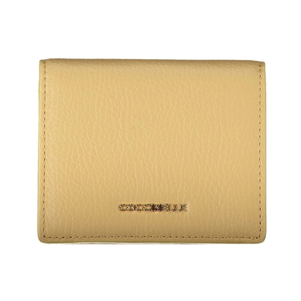 Coccinelle Leren portemonnee met vakken en muntvak Beige Dames