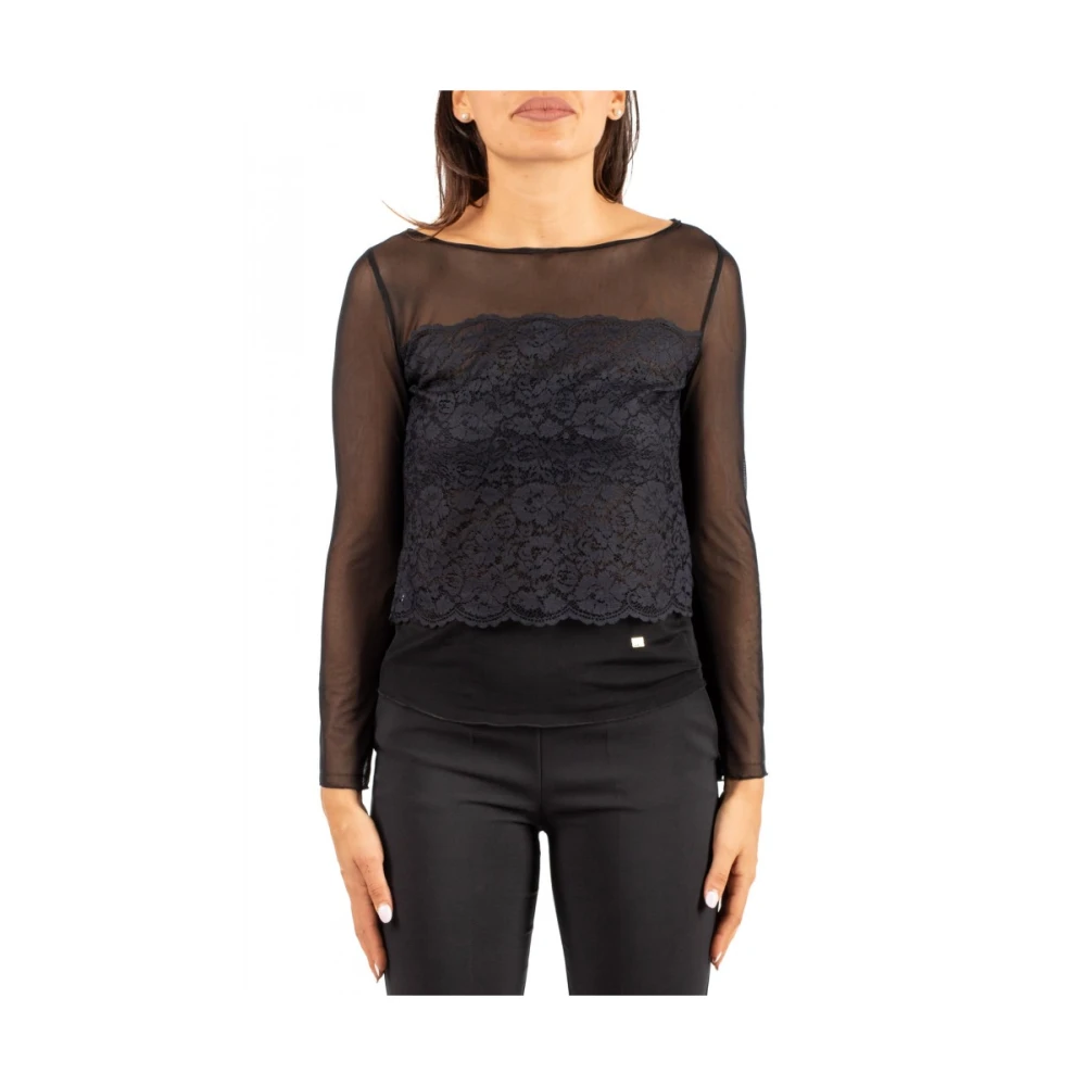 Hanita Women's Black Blouses, M, Maglia