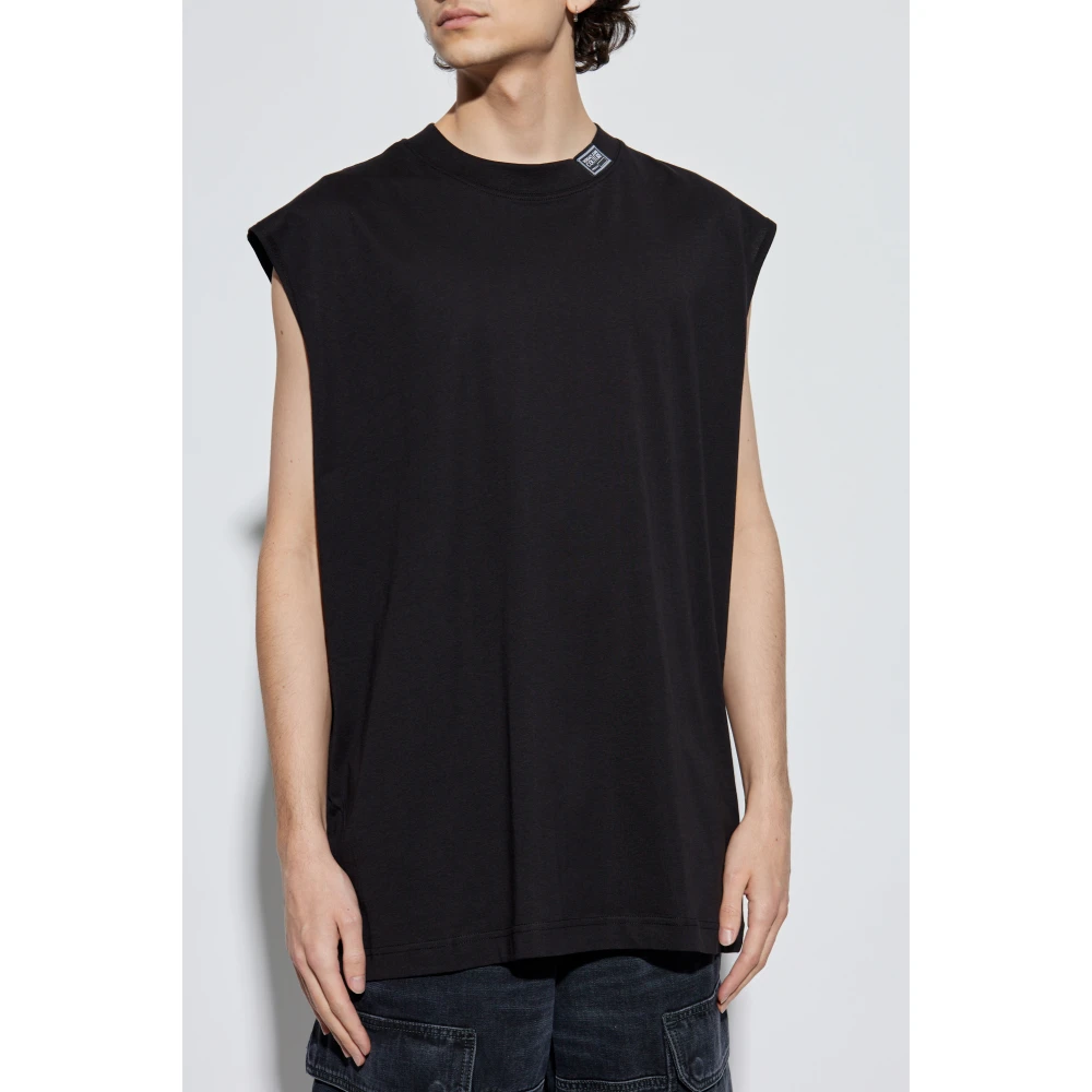 Versace Jeans Couture Mouwloos T-shirt Black Heren