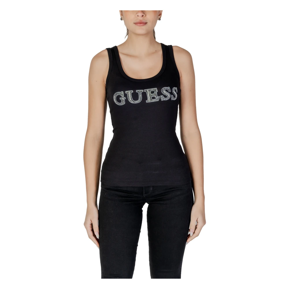 Guess Zwarte Mouwloze Tanktop met Ronde Hals Black Dames