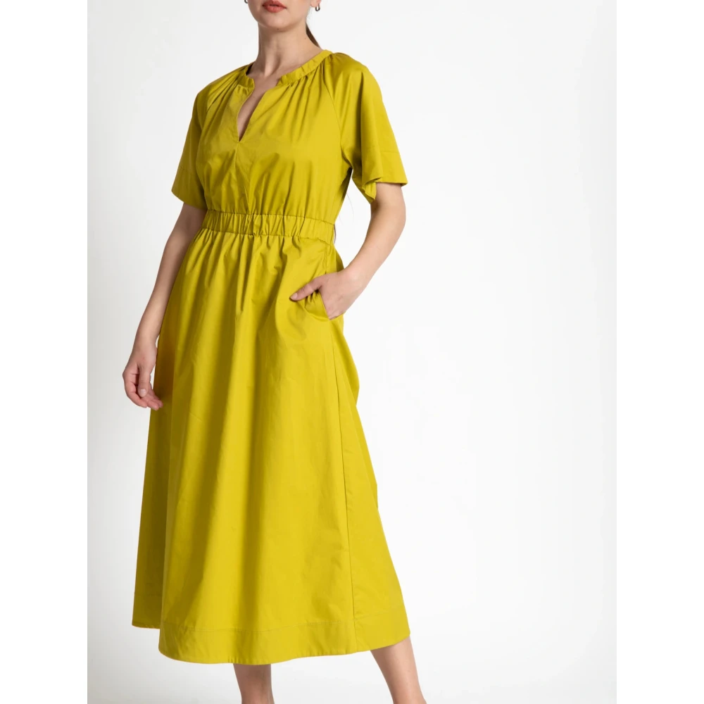 Kaos Midi Jurk met Koreaanse Halslijn Green Dames