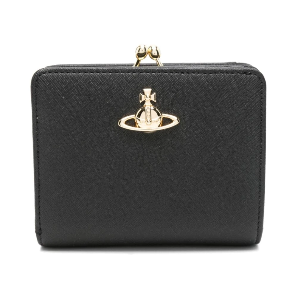 Vivienne Westwood Zwarte leren portemonnee met Orb-detail Black Dames