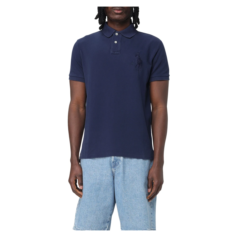 Polo Ralph Lauren Slim-Fit Piqué Polo Stickad Blue, Herr