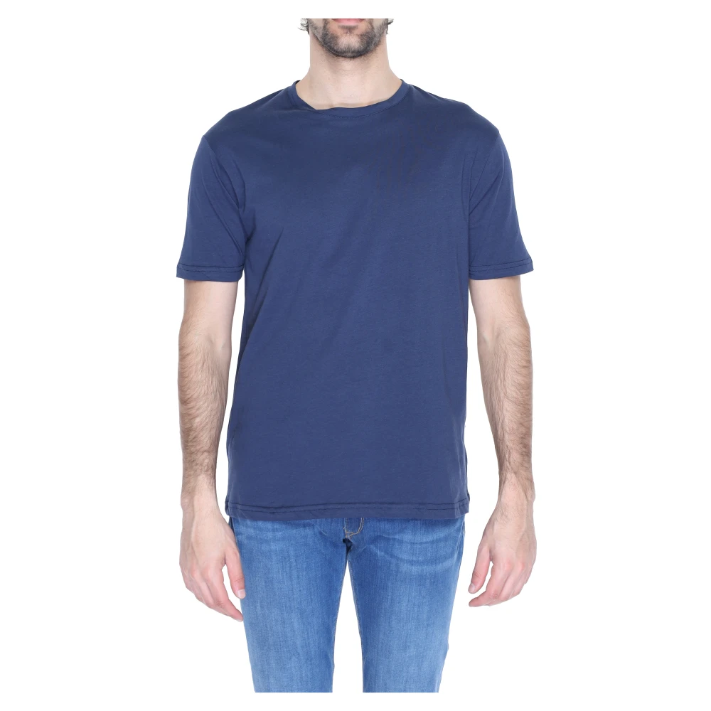 Gianni Lupo Blauw Katoenen T-shirt Ronde Hals Blue Heren