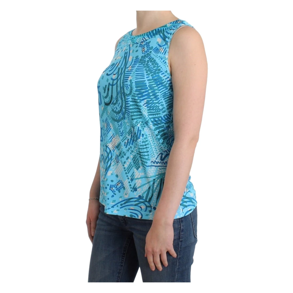 John Galliano Elegante Mouwloze Top met Zijdedetails Blue Dames