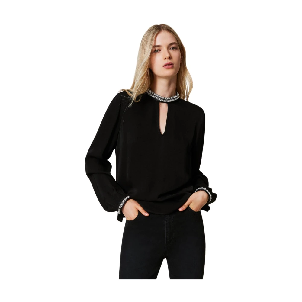 Twinset Zwart Geborduurd Overhemd Black Dames