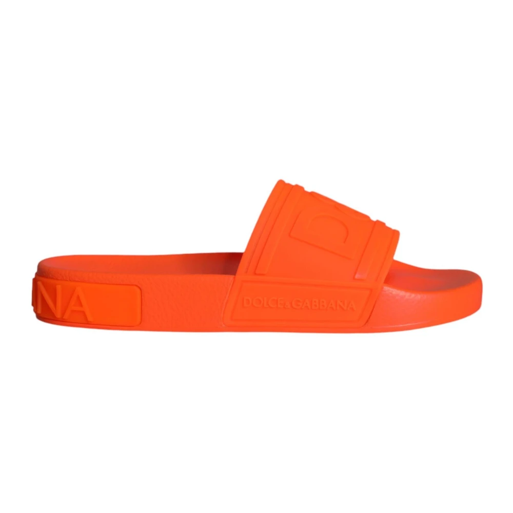 Dolce & Gabbana Logo Détail Sandales En Caoutchouc Femme Chaussures Orange 35 Eu
